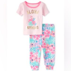 🆕 NWT The Children’s Place Pink Short Sleeve & Long Pant PJ Pajama Set Sz 4T